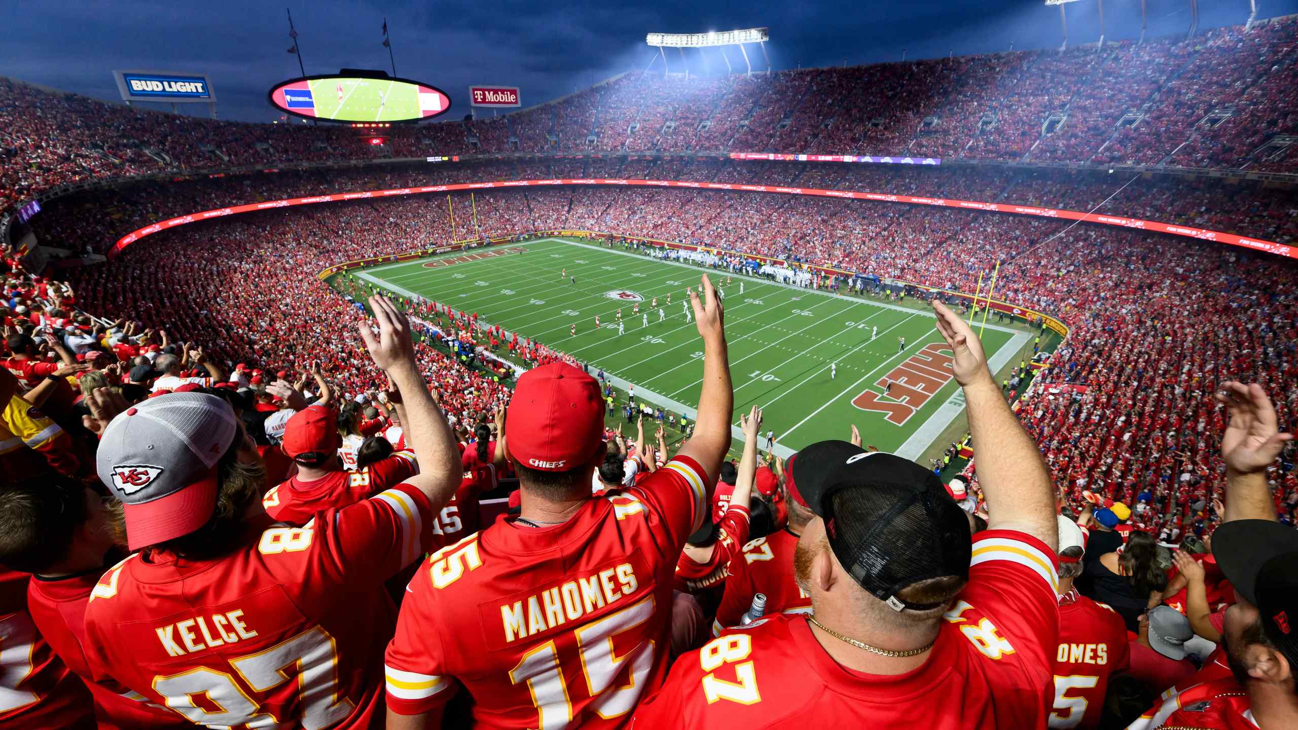 Kansas City Chiefs Fans with the field in the background.